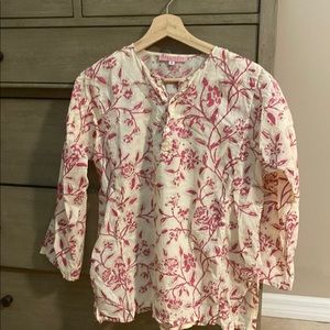 Malatesta New York Cream Tunic Top with Pink Flowers S/Small